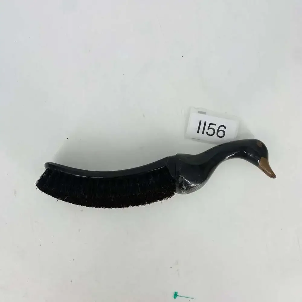 Vintage 1960s England Duck Shaped Handle Shoe Brush Bakelite All Hair Curved